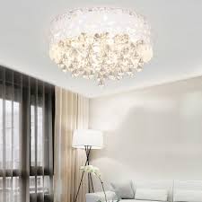 Modern Drum Crystal Flush Mount Crystal Chandelier Light For Bathroom Living Room Takeluckhome Com