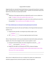There could be some typos (or mistakes) below (html to pdf converter made them): Peppered Moth Simulation Organisms Nature