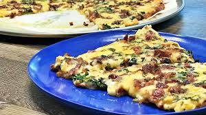 Keto Bacon Alfredo Pizza Recipe Keto Daily Recipe Recipes Pizza Recipes Alfredo Pizza