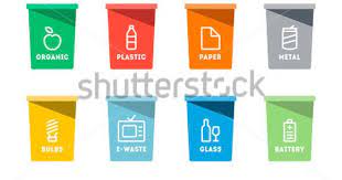 Collection Of Colorful Separation Recycle Bin Iconorganicbatteriesmetalplasticpaperglasswastelight Bulba Recycling Bins Recycling Recycling Activities