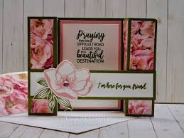 This technique is best when used with an outline stamp image. Thursday Tutorial Beautiful Promenade Sympathy Bridge Fold Card Free Tutorial Fun Fold Cards Card Making Tutorials Fancy Fold Cards