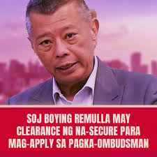 DOJ Secretary Boying Remulla, kinompirma na naka-secure na sya ng clearance  para sa kaniyang Ombudsman bid.