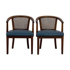 Set of four vintage cane barrel back chairs mid century with blue velvet. Cane Barrel Chair Discount Coupon