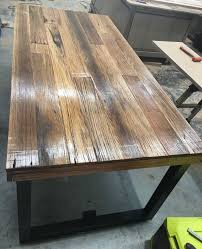 Recycled Timber Palings Industrial Dining Table With Black Metal Legs With Images Recycled Wood Table Timber Dining Table Metal Leg Dining Table