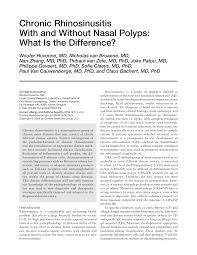 The inflammation of the paranasal sinuses is known as sinusitis. Pdf Chronic Rhinosinusitis With And Without Nasal Polyps What Is The Difference