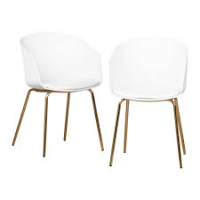 Create the perfect upholstered dining chair for your space with your choice of fabric and detail! Set Of 2 Flam Dining Chairs With Gold Metal Legs White South Shore Target