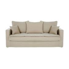 Diese sofabezug für sofa, die eine lücke zwischen sitz mit rückenlehne und armlehne gibt. Ausziehbares 3 Sitzer Sofa Bezug Aus Gewaschenem Leinen Beige Celestin Maisons Du Monde