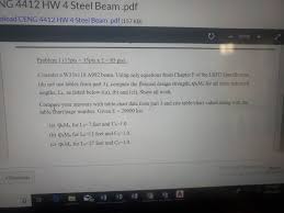 Solved Ng 4412 Hw 4 Steel Beam Pdf Nload Ceng 4412 Hw 4 S