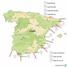 Diese wunderschönen regionen in spanien sind allerdings längst nicht alles, was das land zu bieten hat. Stepmap Kustenabschnitte Spanien Mittelmeer Landkarte Fur Spanien