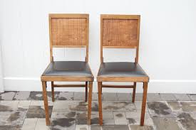 Vintage Pair Of Leg O Matic Cane Back Chairs Black Vinyl Seat Etsy Cane Back Chairs Chair Chairs For Rent