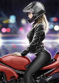Motorcycle Girl Anime Art Girl Motorcycle Girl Digital Art Girl