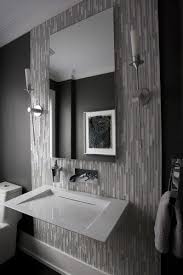 Powder Room I Like The Floor To Ceiling Tiling To Highlight The Sink And Mirror Area Modern Powder Rooms Modern Bathroom Design Powder Room Design
