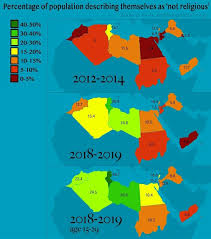 Africa north of the equator: Map Showing The Precentage Of North African And Middle Eastern Countries Of The Population Saying That They Are Not Religious Mapporn