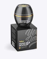 Download Glossy Cosmetic Jar With Paper Box Mockup In Jar Mockups On Yellow Images Object Mockups