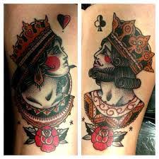 Shuffle the cards and hold them in your hand ; Colorful King And Queen Card Tattoos All Tattoos For Men