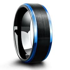 Mens Black And Blue Wedding Band Antrim Men S Blue And Black Ring Black Tungsten Wedding Ring Mens Wedding Bands Blue Black Tungsten Wedding Band