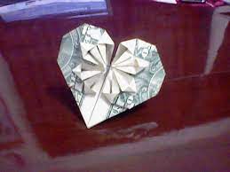 Then, fold the dollar in half crosswise by bringing the right side of the bill over to the left side, and then unfold it so it's flat again. Heart Made Of Money How To Fold An Origami Shape Origami And Origami On Cut Out Keep