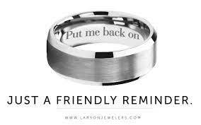 Funny Ring Engraving On Tungsten Carbide Ring Put Me Back On Wedding Ring Jokes Wedding Band Engraving Wedding Rings