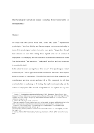 Pdf The Psychological Contract And Implied Contractual Terms Synchronous Or Asynchronous Models