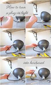 The Easy Way To Turn A Plugin Light Into A Hardwired One Diy Lighting Ceiling Lights Plug In Pendant Light Plug In Chandelier