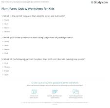 May 27, 2021 · an adult. Plant Parts Quiz Worksheet For Kids Study Com
