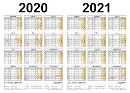 Two Year Calendars For 2020 2021 Uk For Word