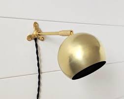 Reflective Brass Wall Sconce Light Modern Sconce Hardwired Etsy In 2020 Plug In Wall Lamp Plug In Wall Sconce Modern Brass Lighting