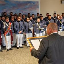 SC Representative William Hager, '84, presented The Citadel's Regimental  Band and Pipes with House Resolution H*5608, recognizing them as South  Carolina International Ambassadors for their representation and performance  at The Royal Edinburgh