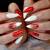 Coffin Red And White Ombre Nails
