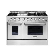 If you find our research on pmc helpful, you can follow our efforts to keep maniacally reviewing home appliances by shopping through our links above. Thor Kitchen 48 In 4 2 2 5 Cubic Ft Professional Burner Gas Range With Griddle And Convection Oven Stainless Steel Hrg4808u Rona