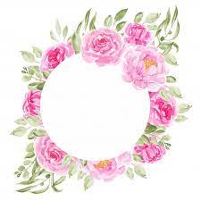 Pink Peony Flowers Circle Frames For Wedding Invitation Cornice Di Fiori Peonie Rosa Peonie