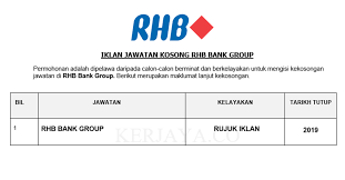 Apply to investment banking analyst, campus recruiter, finance intern and more! Jawatan Kosong Terkini Rhb Bank Group Pelbagai Kekosongan Jawatan Kerja Kosong Kerajaan Swasta