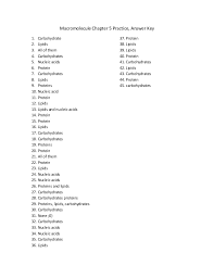 Some of the worksheets for this concept are macromolecule work answer key, carbohydrates and lipids work answers, carbohydrates and lipids work answers pdf. Macromolecule Chapter 5 Practice