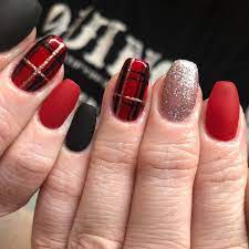 59 Likes 3 Comments Jill Lavrack Jillnailedit On Instagram Plaid For Dayssss Michigannails Nailpr Plaid Nails Christmas Nails Nails