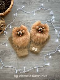 Pomeranian Mittens By Victoria Gavrilova Gifts For Pet Lovers Handmade Mittens Pet Gift