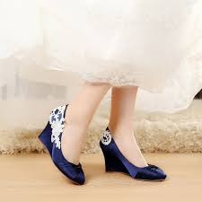 Satin Blue Wedding Shoes Wedge Wedding Shoes Comfortable Wedge Shoes Unique Design Wedge Shoes Blue Bridal Shoes Wedge Wedding Shoes Wedding Shoes Comfortable