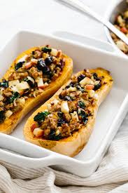 I love me a hearty. Apple Sausage Stuffed Butternut Squash Downshiftology