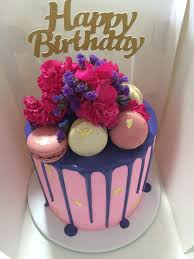 Pink Purple Drip Cake With Flowers Drip Cakes Cake Cupcake Cakes