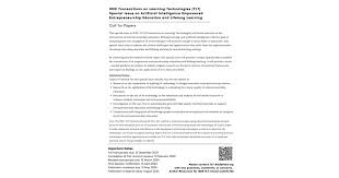 IEEE Transactions of Learning Technologies is calling for ...