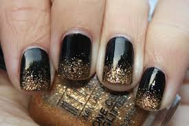 Gold Black And Glitter Nails Grape Fizz Nails With Images Gold Nails Black Gold Nails Nails