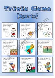 Sochi · 2016 olympic summer games: Trivia Game Sports Esl Worksheet By Beelzebart