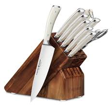 Wusthof Classic Ikon Creme Knife Block Set 10 Piece Acacia Knife Block Knife Block Set Wusthof Classic