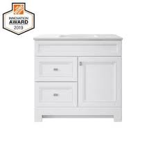 Home Decorators Collection Sedgewood 36 1 2 In W Bath Vanity In White With Solid Surface Technology Vanity Top In Arctic With White Sink Pplnkwht36d The Home In 2020 Marble Vanity Tops Vanity