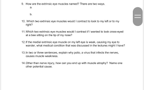 This is a table of skeletal muscles of the human anatomy. Solved 9 How Are The Extrinsic Eye Muscles Named There Chegg Com