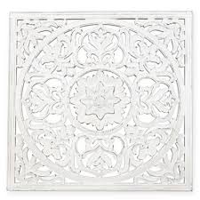 Use 4 As Headboard Zaria 36 Square Medallion Wall Art In White Medallion Wall Art Wall Medallion Carved Wall Art