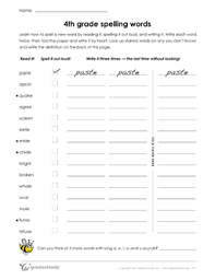 What spelling words should your third grader know? 4th Grade Spelling Words List 5 Of 36 4th Grade Word Lists Worksheet Greatschools