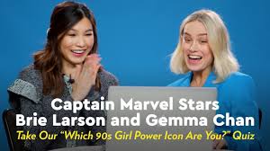 Captain marvel stars brie larson and gemma chan star as badass intergalactic female soldiers from the early '90s in this latest. Captain Marvel Stars Brie Larson And Gemma Chan Find Out Which 90s Girl Power Icon They Are Youtube
