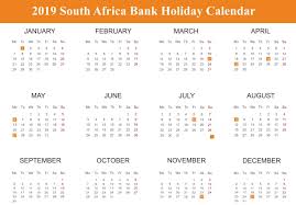 South Africa 2019 Bank Holidays Calendar Holiday Calendar 2019 Calendar Calendar