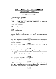 Membuat surat perjanjian kerja (kontrak kerja) sebenarnya juga tidak begitu sulit. Doc Surat Perjanjian Kerjasama Investasi Sofa Shofiani Academia Edu