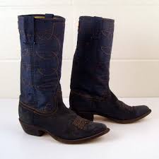 Black And White Cowboy Boots Mens Denim Cowboy Boots Vintage 1970s Denim Acme Blue Suede Etsy Mens Cowboy Boots Boots Cowboy Boots